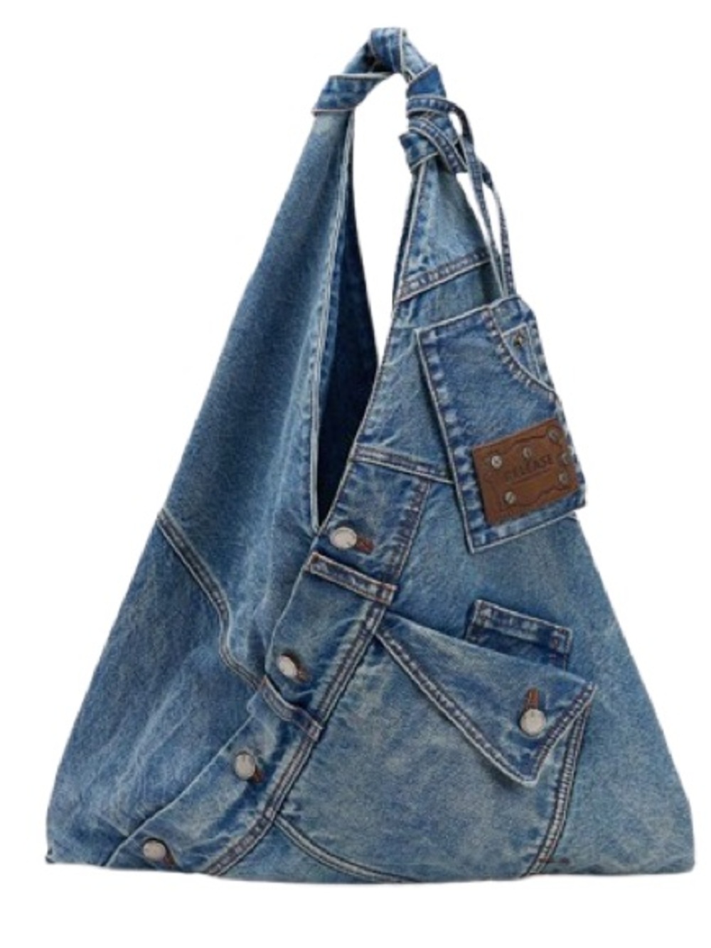 Urban Revivo Denim shoulder bag with pockets and strap